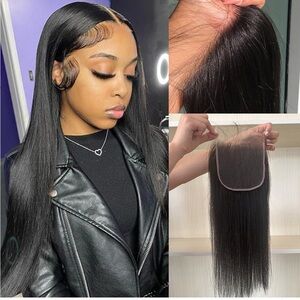 12” 4x4 HD Lace Closure, Ultra-thin Invisible HD Lace Closure Tiny Single Knot
